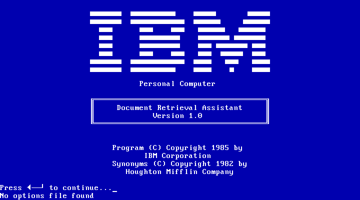 IBM Document Retrieval Assistant 1.00 - Splash